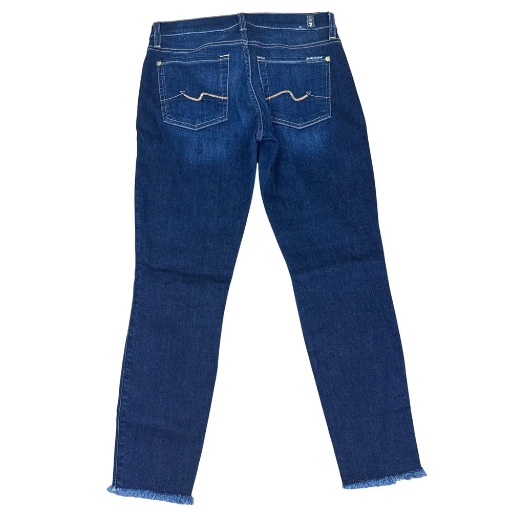 7 For All Mankind‎ Ankle Gwenevere Skinny Jeans Dark Wash Raw Hem Size 27